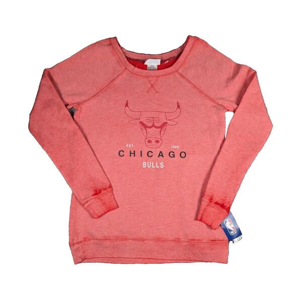 NBA Chicago Bulls Women's Retro Logo Burnout Crew‎ Neck Sweatshirt Medium - Picture 1 of 9